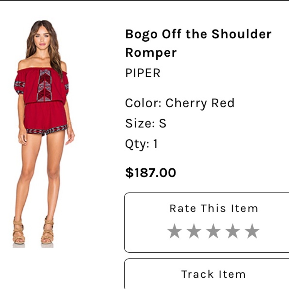 Piper Cherry Red Off the Shoulder Romper